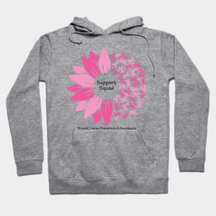 Breast cancer support squad with flower, ribbons & black type Hoodie
